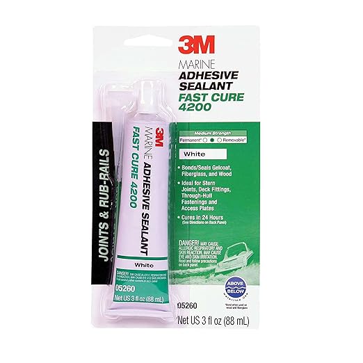 3M Marine Adhesive Sealant 4200FC, Fast Cure, White, 3 oz Tube, 1 Each, Semi-Permanent Flexible Adhesive Sealant for Boats and Marine Applications