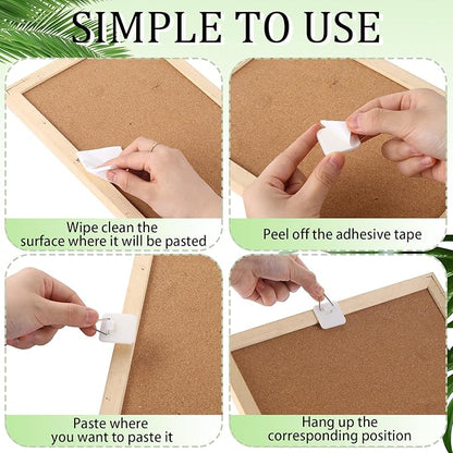 Wenqik 25 Pcs Adhesive Picture Hanger Foamboard Picture Hanging Hooks Without Nails Plastic Sticky Photo Hooks for Home Wall Art Photo Frame Bathroom Closet (Square)