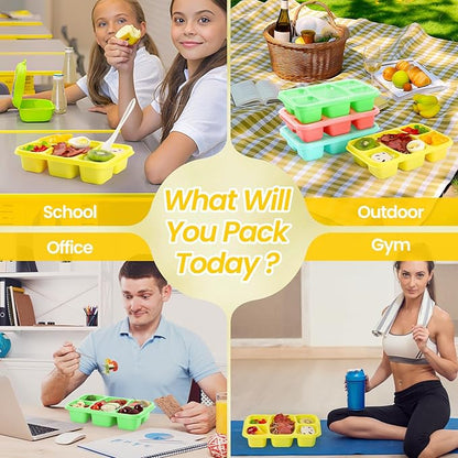 Bento Boxes Adult Lunch Containers 4 Pack, 5 Compartment Reusable Lunchable Containers for Kids, Stackable Snack Box With XXL Space for Sandwiches,Meal Prep for School