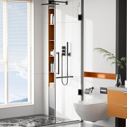 Alise Glass Shelf Brackets Black,Adjustable Shower Glass Clamps, Heavy Duty Clamp Holder, SUS304 Stainless Steel Brackets for 8-12mm Wood/Glass Shelves and Wall-to-Glass Connection,2 Pcs