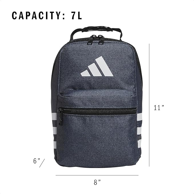 adidas Kids Santiago Lunch Bag – Insulated Cooler Lunchbox for Girls & Boys, 8L, Clear Sky Blue/White/3, One Size
