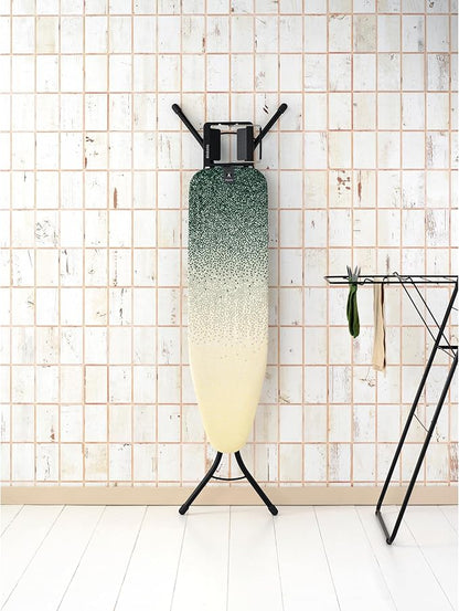 Brabantia Size A Compact Small Ironing Board (43x12 in) 7 Height Options, Adjustable Steam Iron Rest Holder (New Dawn) Non-Slip Feet, Anti-Collapse Child Locks