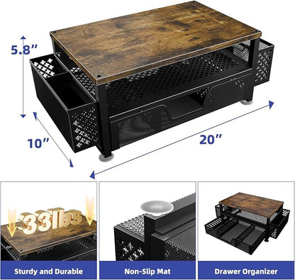 Simple Trending Desk Organizers and Accessories, 2 Tier Monitor Stand Riser with Drawer and 2 Pen Holder for Offices and Dormitories (Wood)