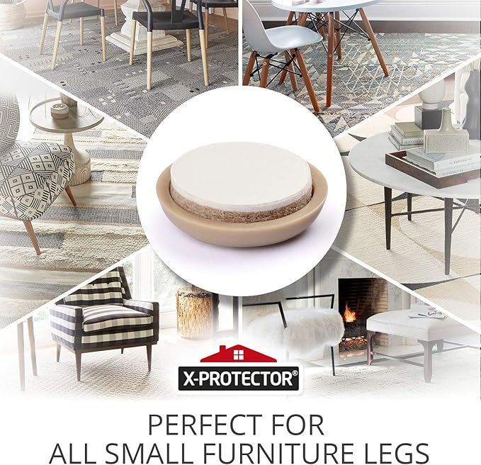 Chair Sliders X-PROTECTOR – Furniture Sliders 40 pcs Carpet Sliders 1” – The Best Furniture Moving Pads – Premium Chair Leg Floor Protectors – Slide Effortlessly with Chair Pads & Protect Your Floor!