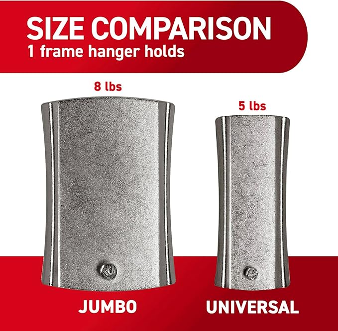 Command 8 lb Jumbo Universal Picture Hanger, 3 Frame Hangers and 8 Command Strips for Sawtooth, D-Ring, Wire, Keyhole and Other Frames, Damage-Free Hanging for Home Decor