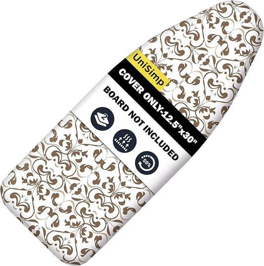 Small Ironing Board Cover and Pad 12.5"x30" Small Iron Board Cover with Padding,Tabletop Mini Ironing Board Cover and Pad Small Size, Cotton Canvas, Heat Resistant, Drawstring Taupe