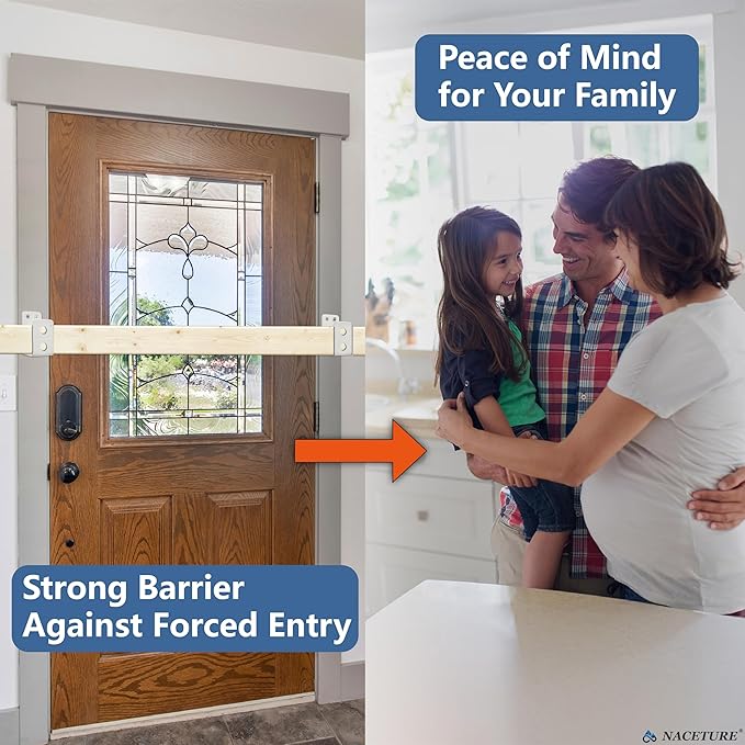 4 Pack White Door Barricade Brackets – Heavy Duty 2x4 U Bracket Door Brace Reinforcement Plates with Screws, Wall Mount Security Bar Holder for Front Door Safety, Anti-Rust Steel, Easy Install
