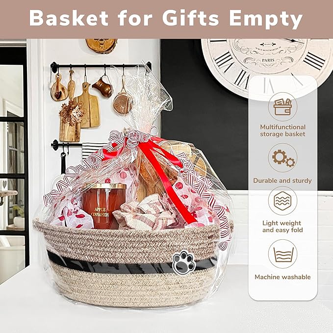 Dog Toy Basket Small Baskets for Gifts, Woven Baby Storage Basket for Towels, Toys, Storage Organizer Bins for Living Room, 12 x 8 x 5 inches