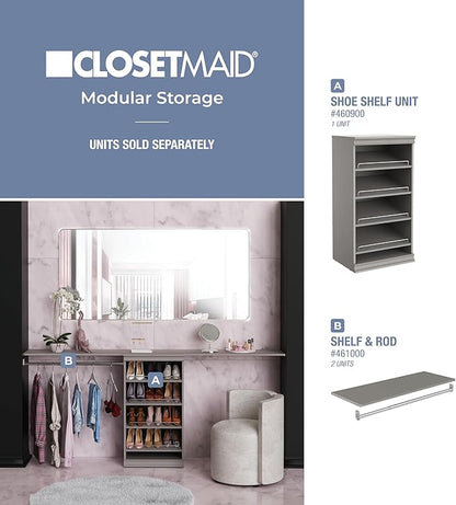ClosetMaid Modular Storage Shelf Unit with Angled Shoe Shelves, Taupe