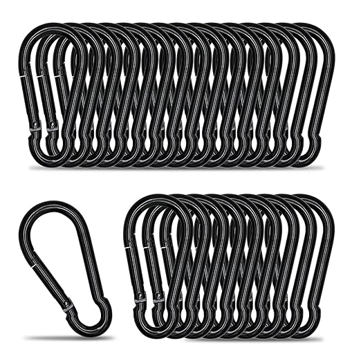 Small Carabiner Clip Hook, 2.36 inch 25 pcs Black Heavy Duty Spring Snap Hook Key Chain, Carabiners Clips for Outdoor Camping, Swing Set, Hammock, Hiking Travel, Fishing, Quick Link Keychain