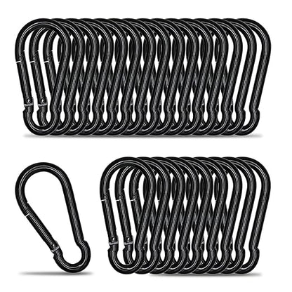 Small Carabiner Clip Hook, 1.97 inch 25 pcs Black Heavy Duty Spring Snap Hook Key Chain, Carabiners Clips for Outdoor Camping, Swing Set, Hammock, Hiking Travel, Fishing, Quick Link Keychain