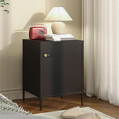 Metal Lokcer Cabinet (Black, 15.75" D x 15.75" W x 21.26" H)