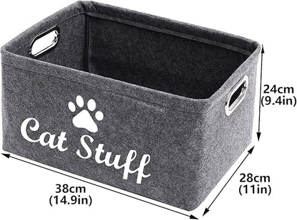 Geyecete Cat Apparel & Accessories/Cat Toys/Pet Supplies Storage Basket/Bin with Handles, Collapsible & Convenient Storage Solution for Office, Bedroom, Closet, Toys, Laundry(Grey)