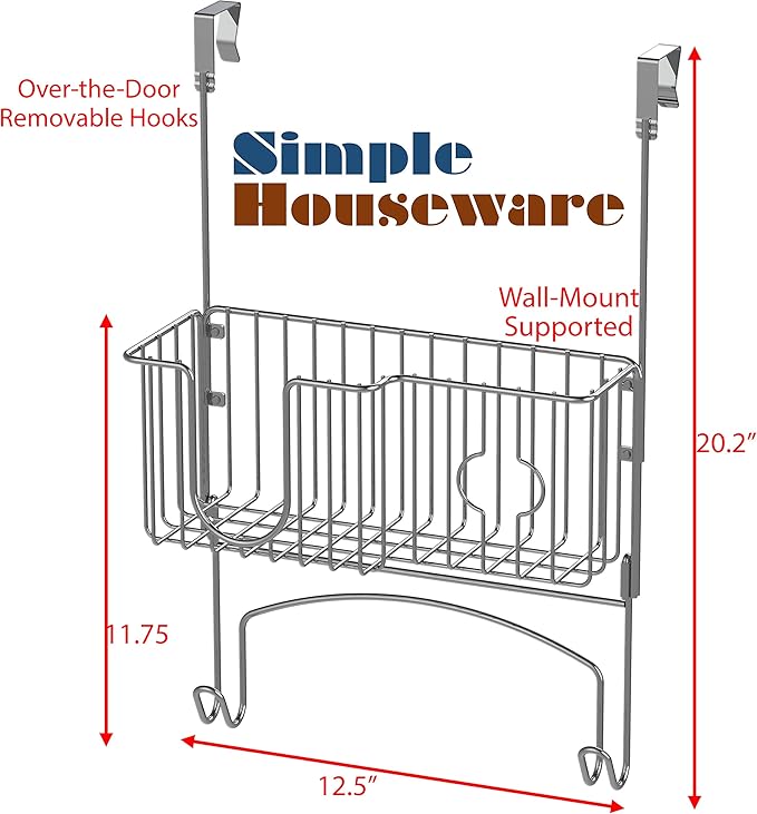 Simple Houseware Over-The-Door/Wall-Mount Ironing Board Holder, Chrome