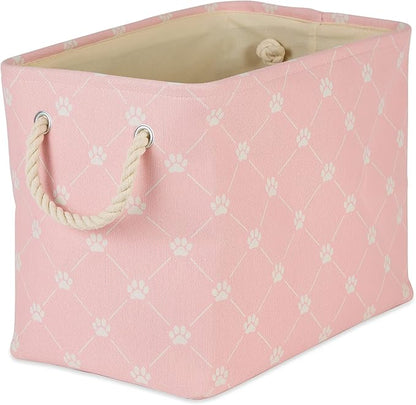 Bone Dry Pet Storage Paw and Bone, Trellis Collection, Small Rectangle, 14x8x9, Pink