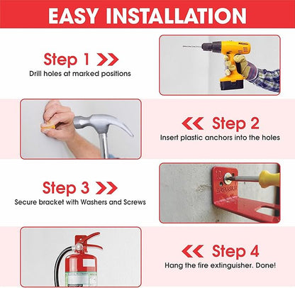 Fire Extinguisherl Mount Bracket – Wide Fork 1.0–1.4 inch (35.5mm), Fits Kidde / First Alert / Amerex 5–10 lb, Heavy-Duty Steel Fire Extinguisher Holder & Mounting Bracket for Wall – (2 Pack)