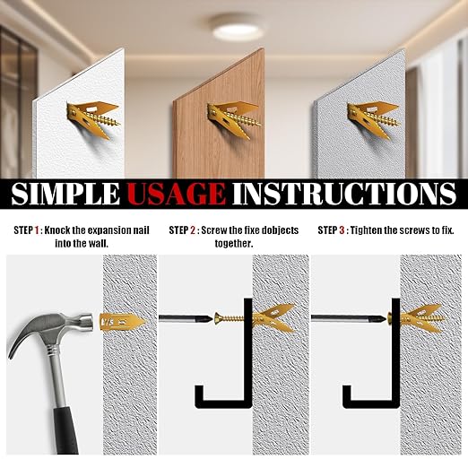420 Pcs Self Drilling Drywall Anchors with Screws Kit, 2 Sizes Drywall Anchors and 4 Sizes Zinc Plated Screws, Holds Up to 100lbs, No Pre-Drill Needed, for TV, Shelf Straps, Picture Frames