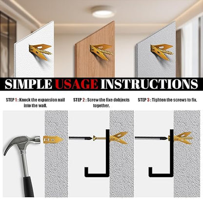 420 Pcs Self Drilling Drywall Anchors with Screws Kit, 2 Sizes Drywall Anchors and 4 Sizes Zinc Plated Screws, Holds Up to 100lbs, No Pre-Drill Needed, for TV, Shelf Straps, Picture Frames