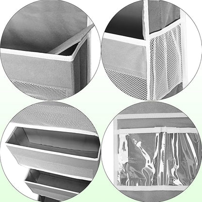Sturdiness Over The Door Organizer, 6 Tiers Anti Tilt Hanging Behind Door Storage, Heavy-Duty Reinforced Mesh Rack Holds 44lb for Bathroom,Pantry, Nursery,Closet, Shoes, Towels,Grey