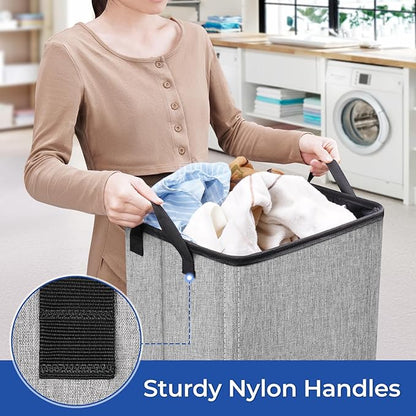SNIGJAT 2 Pack Large Laundry Hamper, Tall Collapsible Laundry Basket with Sturdy Handles, Clothes Basket for Towels, Toys, Space-Saving Storage Dirty Clothes Hamper for Bedroom, Laundryroom, Dorm, RV