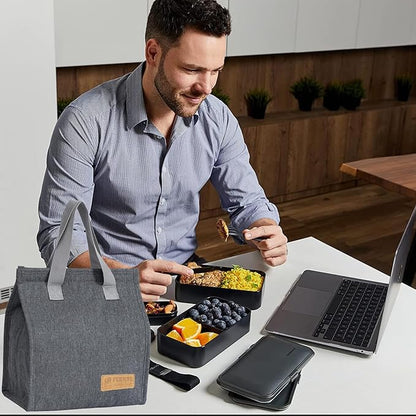 Lunch Bag for Women/Men,Waterproof Reusable Portable Lunch Tote,Lunch Box Bag.Thermal Cooler Bag Ideal for Work/Party/l/Travel/Picnic (Light Gray)