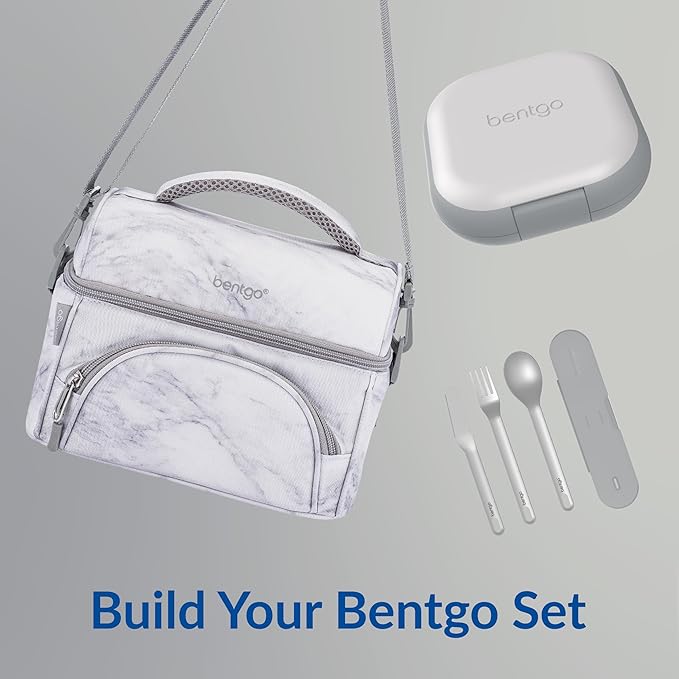 Bentgo Chill Mini Leak-Proof Lunch Box – Built-In Ice Pack Keeps Food Cold, 2.7-Cup Capacity for Snacks or a Sandwich, 3 or 4 Compartments, PFAS & BPA-Free, Ideal for Adults & Kids 3+ (Crisp Grays)