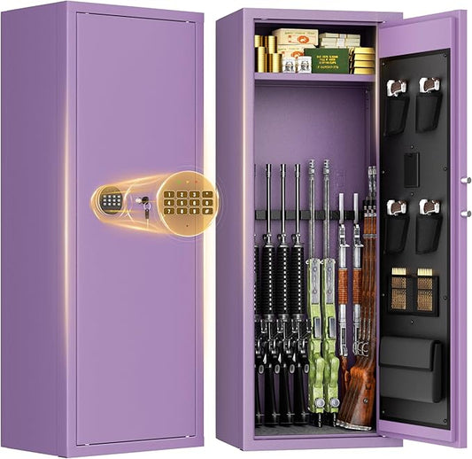 INTERGREAT Purple Gun safes,Rifle Safe,Gun Safes for Home Rifle and Pistols, Long Gun Safe for Rifle Shotgun for Home,Quick Access Rifle Safes,Adjustable Shelves, Easy Assemble (8-12 guns)
