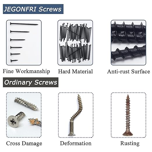 250pcs #6 × 1 inch High Hardness Drywall Screws, Black, Coarse Thread, Phillips Drive, Bugle Head, Black Wood Screws, Wood and More (1 in, 250)