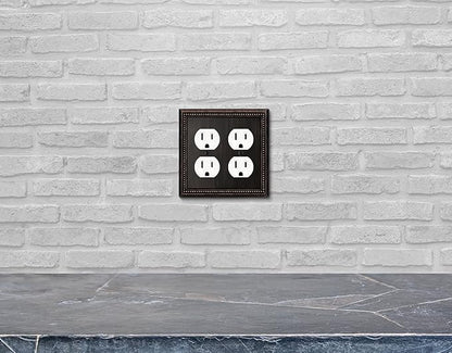 Henne Bery Sunken Pearls Decorative Wall Plate Switch Plate Outlet Cover (Double Duplex, Aged Bronze)