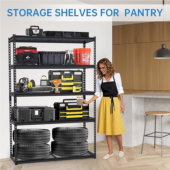 Heavy Duty Storage Shelves 48x18x72 in, 2500Lbs Adjustable Metal Shelving for Garage Organization, Durable Garage Shelving Easy Assemble
