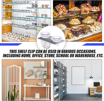Tandefio 50 Pcs Center Shelf Rest Clip with Rubber Cushion, Galvanized Metal Glass Shelf Brackets Balancing Clip for Brackets to Hang Glass, Metal, Wood