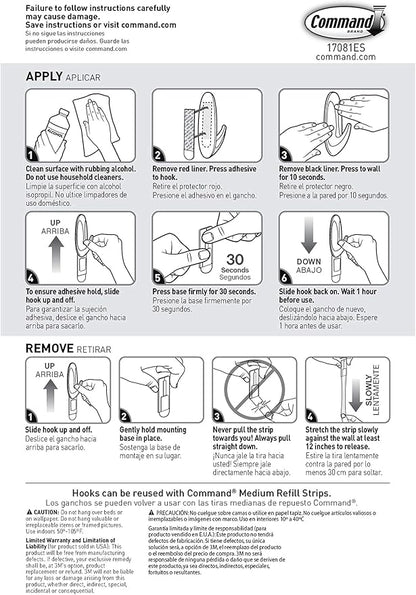 Command Medium Designer Hooks, 9 Hooks and 12 Strips, Damage-Free Hanging Wall Hook with Adhesive Strips, No Tools Great for Hanging, Organization and Storage, Holds up to 3 lb