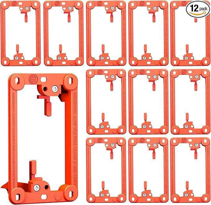 BestMounts Low Voltage Mounting Bracket 1 Gang, 12 Pack for Single Gang Wall Plate, Telephone Wires, Network Cables, HDMI, Coaxial, Speaker Cables - Low Voltage Box Cable Wall Plate Bracket, Mud Ring