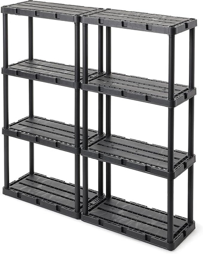 Gracious Living 3 Pack Light Duty Storage Shelves, Knect-A-Shelf 4-Shelf Ventilated Shelving Rack Organizer for Home, Garage, Basement & Laundry, Black
