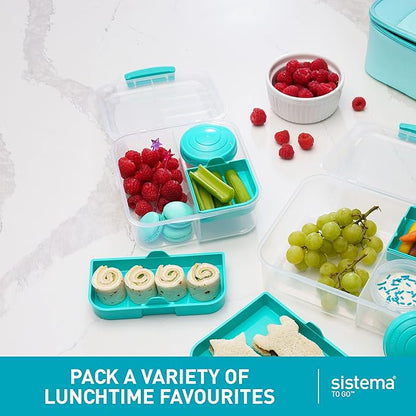 Sistema To Go Collection Bento Box Cube Plastic Lunch and Food Storage Container, 5.3 Cup, Multi-Compartment, Color Varies, BPA Free