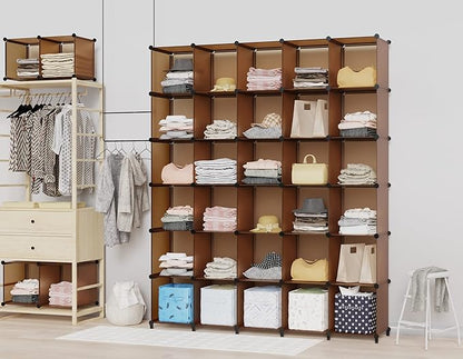 HOMIDEC Closet Organizer, 12-Cube Closet Organizers and Storage, Cube Storage Organizer for Kids, Closet, Bedroom, Bathroom, Office, Brown