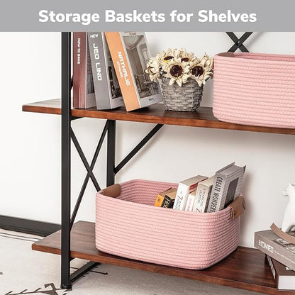 CHICVITA Pink Storage Baskets for Organizing, Gift Basket for Toys, Baby Basket for Diapers, Decorative Woven Baskets for Storage for Living Room, 14.5" x 13" x 6"