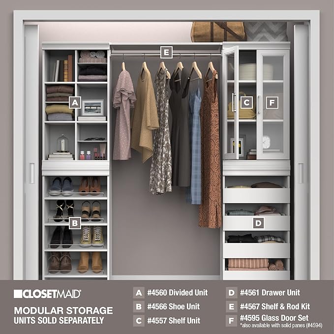 ClosetMaid Modular Closet Collection Shelf and Hang Rod Accessory Kit, 36-Inch Shelf and Hang Rod Kit