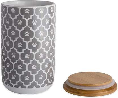 Bone Dry Lattice Collection Pet Bowl & Canister, Treat Canister, 4x6.5", Gray