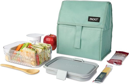PackIt® Freezable Lunch Bag, Sage, Built with EcoFreeze® Technology, Foldable, Reusable, Zip and Fold Closure with Buckle Handle, Designed for Work Lunches and Fresh Lunch On the Go