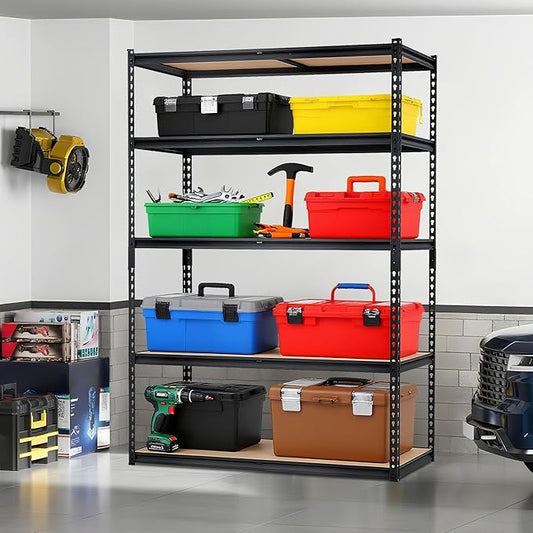 5-Tier Garage Storage Shelves for Kitchen Pantry Basement Bathroom Laundry Heavy Duty Metal Adjustable Shelving Unit Storage Shelving, 2500 LBS Capacity, 48" l x 24" w x 72" h