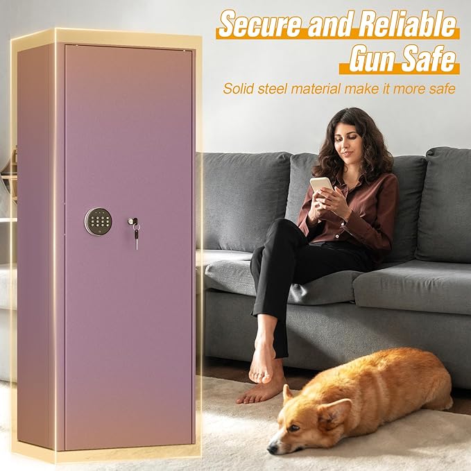 INTERGREAT Purple Gun safes,Rifle Safe,Gun Safes for Home Rifle and Pistols, Long Gun Safe for Rifle Shotgun for Home,Quick Access Rifle Safes,Adjustable Shelves, Easy Assemble (8-12 guns)
