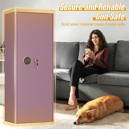 INTERGREAT Purple Gun safes,Rifle Safe,Gun Safes for Home Rifle and Pistols, Long Gun Safe for Rifle Shotgun for Home,Quick Access Rifle Safes,Adjustable Shelves, Easy Assemble (8-12 guns)