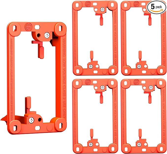 BestMounts Low Voltage Mounting Bracket 1 Gang, 5 Pack for Single Gang Wall Plate, Telephone Wires, Network Cables, HDMI, Coaxial, Speaker Cables - Low Voltage Box Cable Wall Plate Bracket, Mud Ring