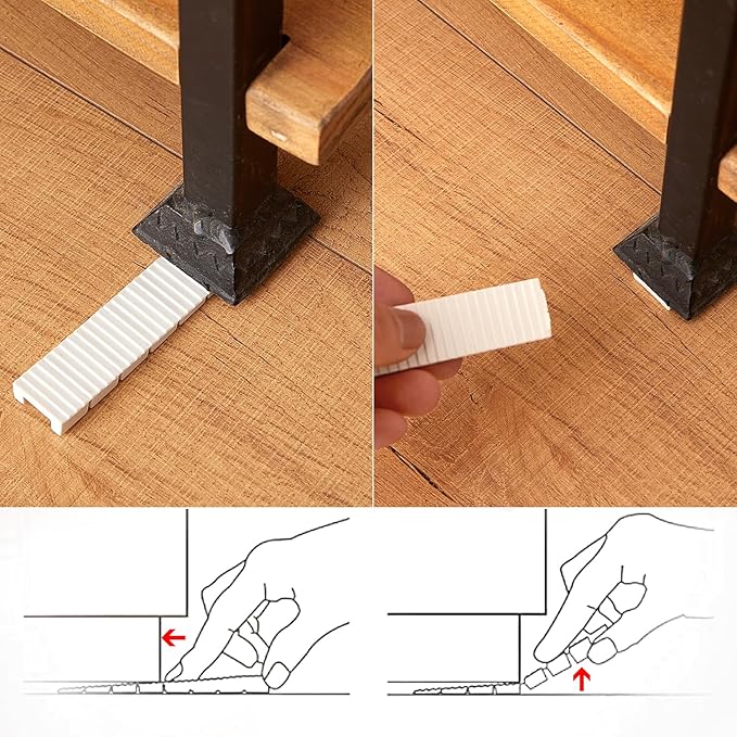 12 Pack White Multi Purpose Furniture Plastic Shims for Leveling Extreme Weight Capacity Wedges Easy to Snap Cut-to-fit Size Leveler for Toilet Shims, Doors, Windows, Sheds, Table