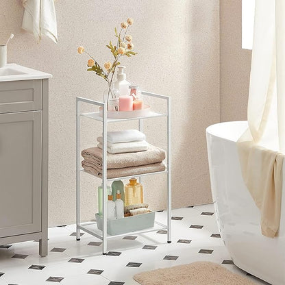SONGMICS 3-Tier Storage Rack, Bathroom Shelf, Extendable Plant Stand with Adjustable Shelf, for Bathroom, Living Room, Balcony, Kitchen, White UBSC033W01, 11.8 x 15 x 28.4 Inches
