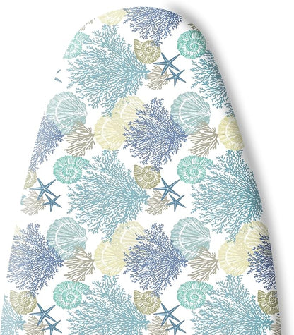Extra Thick Ironing Board Cover and Pad, Nautical Coastal Ocean Beach Seashell Starfish 15x54 Ironing Board Cover, Resist Scorching and Staining,Elastic Edges,Marine Underwater