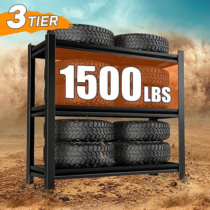 4 Tier Garage Shelving, 2000LBS Capacity Heavy Duty Metal Storage Shelves, Adjustable Shelving Unit for Garage Storage, Basement, Pantry, 24" W X 12" D X 53.4" H