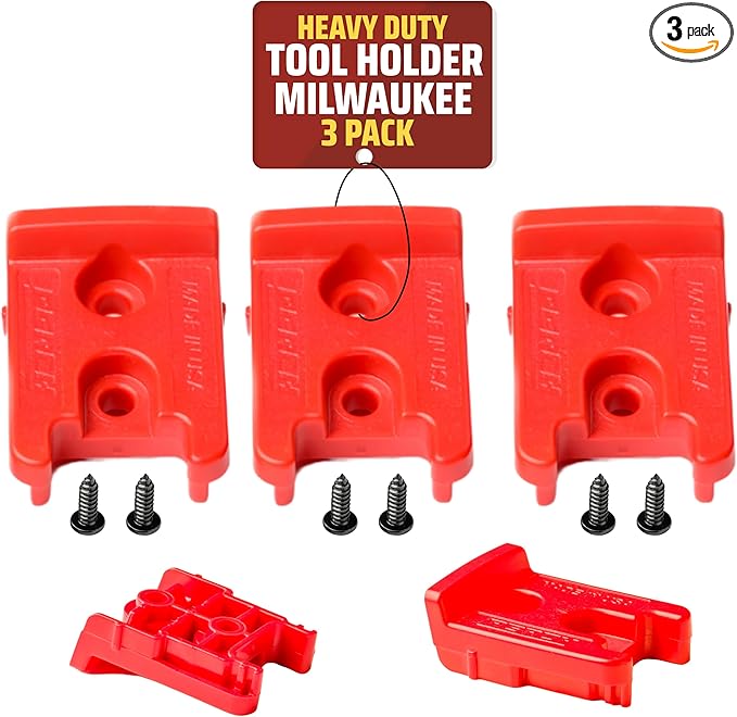 3 Pack Tool Holder for Milwaukee M18/18v Cordless Tools - Snap Fit Tool Organizer for Milwaukee Drill Holder & Wall Mount for Milwaukee Tool Holder with 6 Screws - Easy to Install, Screw in & Lock