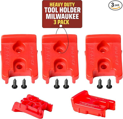 3 Pack Tool Holder for Milwaukee M18/18v Cordless Tools - Snap Fit Tool Organizer for Milwaukee Drill Holder & Wall Mount for Milwaukee Tool Holder with 6 Screws - Easy to Install, Screw in & Lock